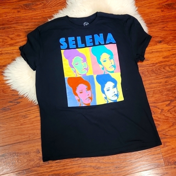 Selena Tops - Selena Black Fitted Graphic Tshirt